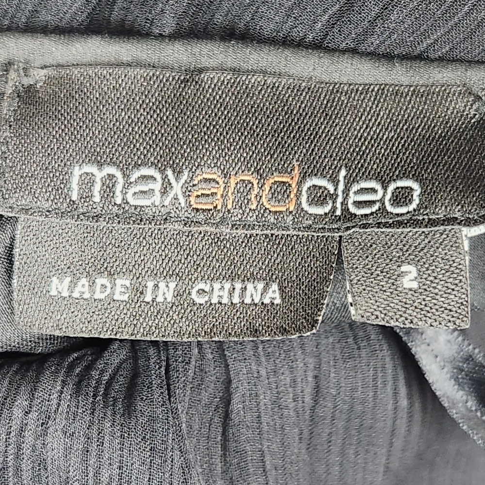 Max & Cleo Black 100% Silk Chiffon Floral 3D Rosettes Maxi Dress Women's Size 2 - Picture 7 of 9